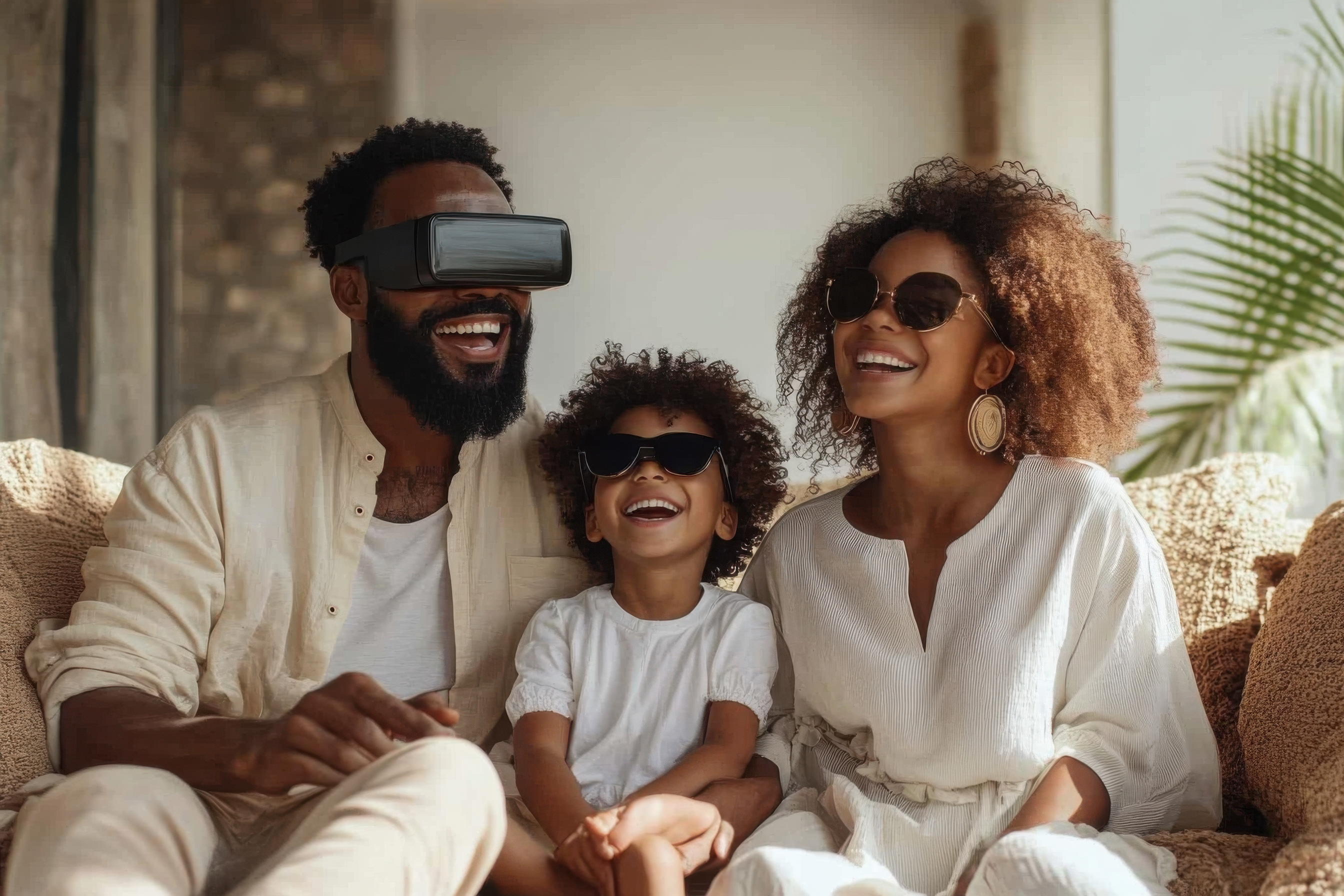 Happy family enjoying fast internet